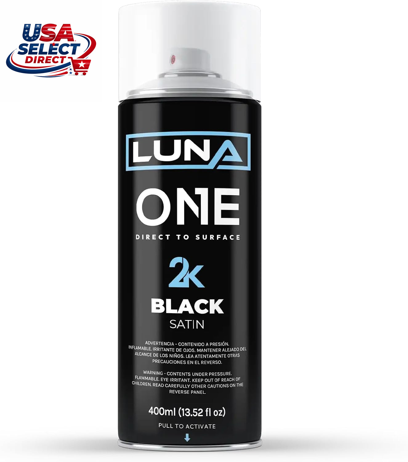 Luna One 2.0 All-In-One Aerosol Spray Paint – Satin Black, 12 Oz
