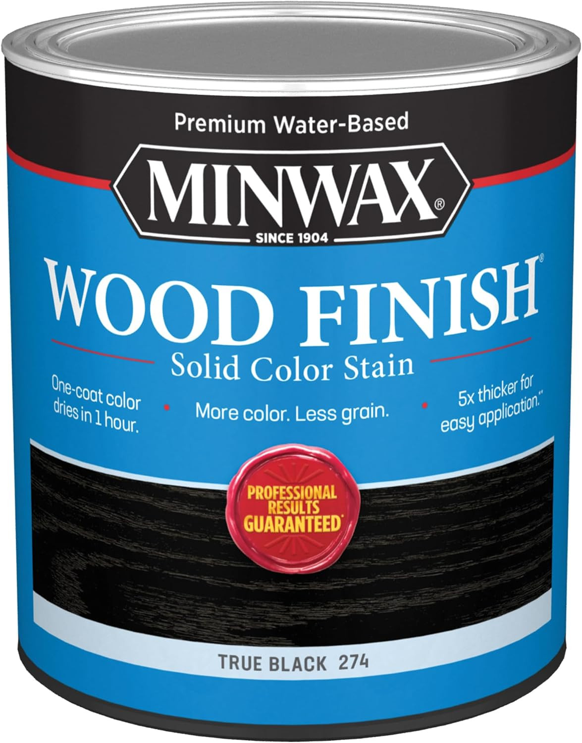 Wood Finish Water-Based Solid Color Wood Stain, True Black, 1 Quart