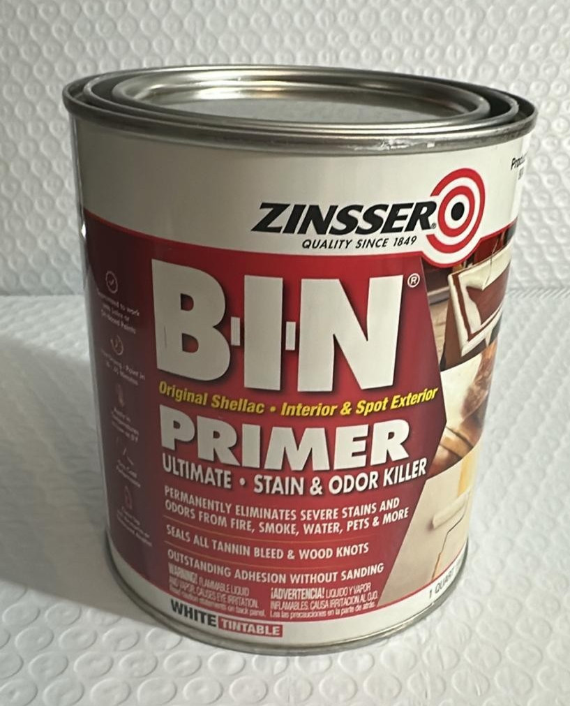 Zinsser B-I-N White Flat Shellac-Based Primer Ultimate Stain Blocker 1 qt