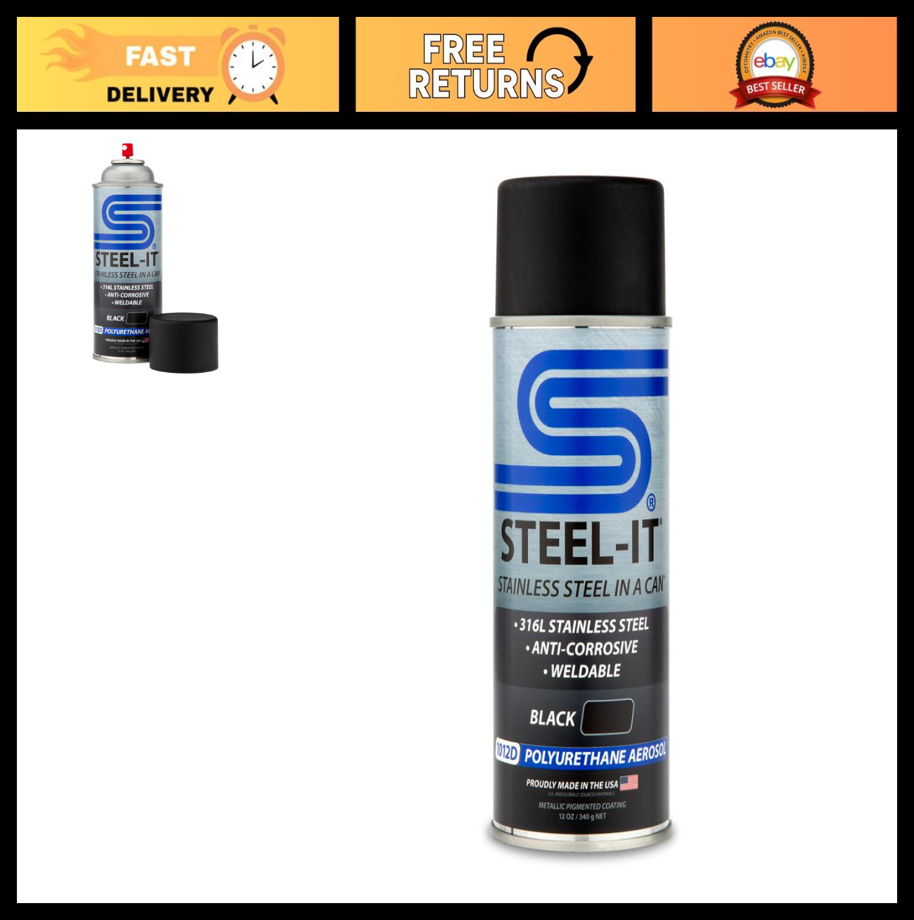 Industrial Polyurethane Paint Coating – Weldable, Easy to Apply, Black (1 Pack)