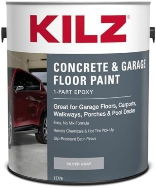 Waterproof Silver Gray 1-Part Epoxy Garage Floor Paint – Covers 400 sq. ft.