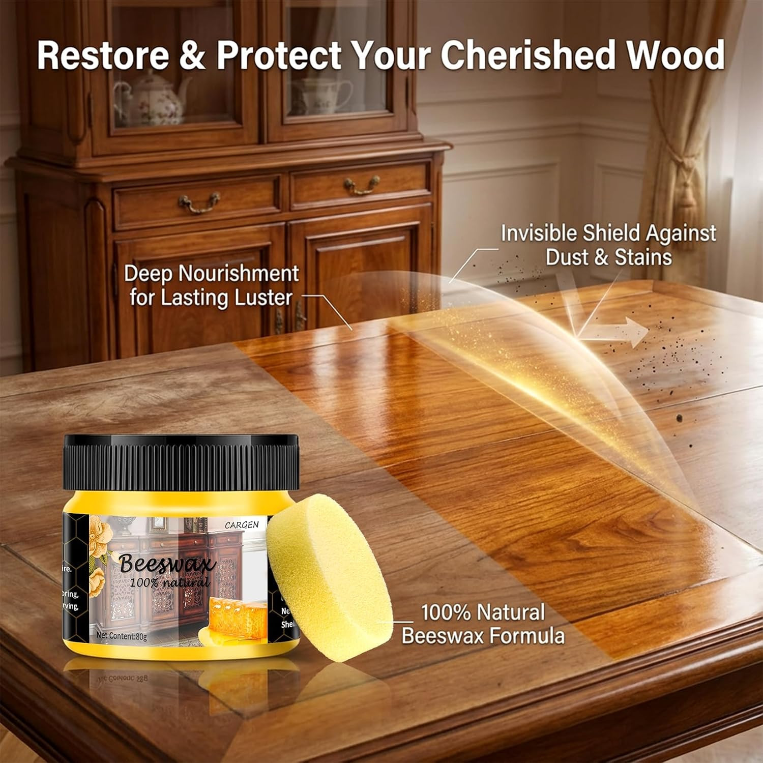 Beeswax Furniture Polish Wood Wax – Wood Polish & Conditioner Restorer for Hardw