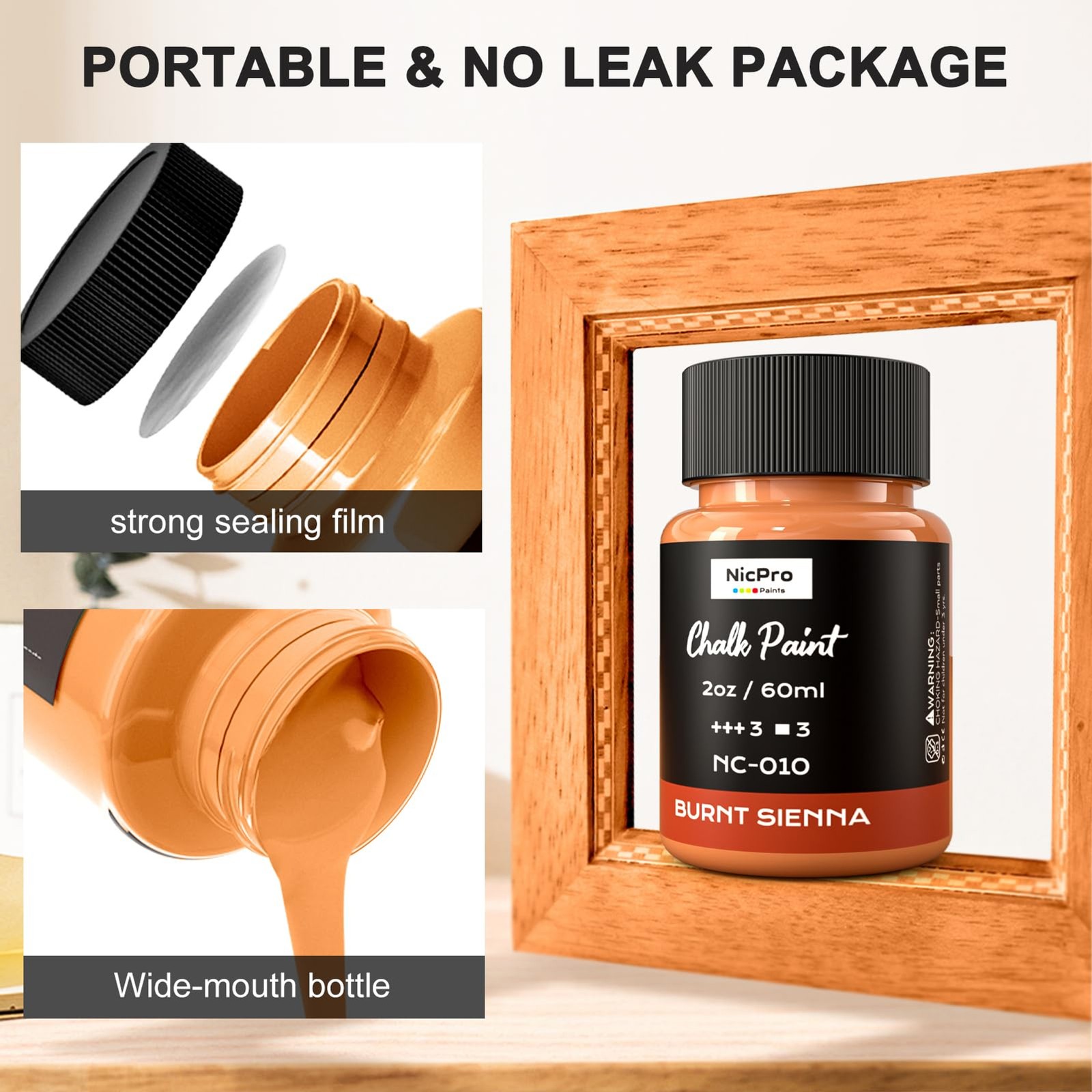 Nicpro 14 Colors Chalk Paint for Furniture, 2 fl oz (60ml) Ultra Matte Finish Ac