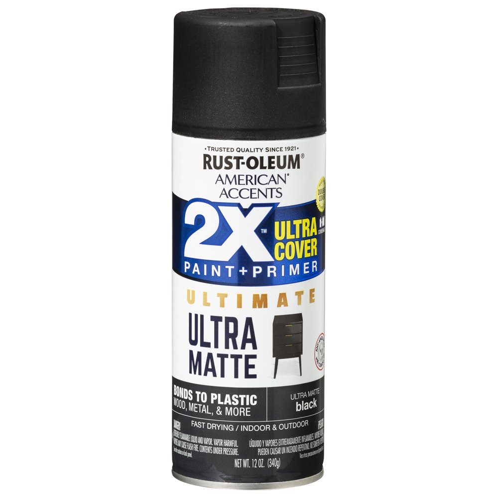 All Surfaces 2X Ultra Protection Cover Matte Black Spray Paint & Primer 12 Oz