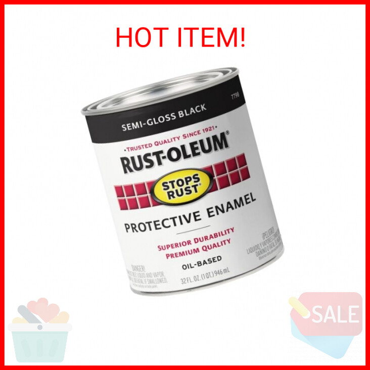 Rust-Oleum SEMI-GLOSS BLACK 1 qt Stops Rust PROTECTIVE ENAMEL Oil-Based 7798-502