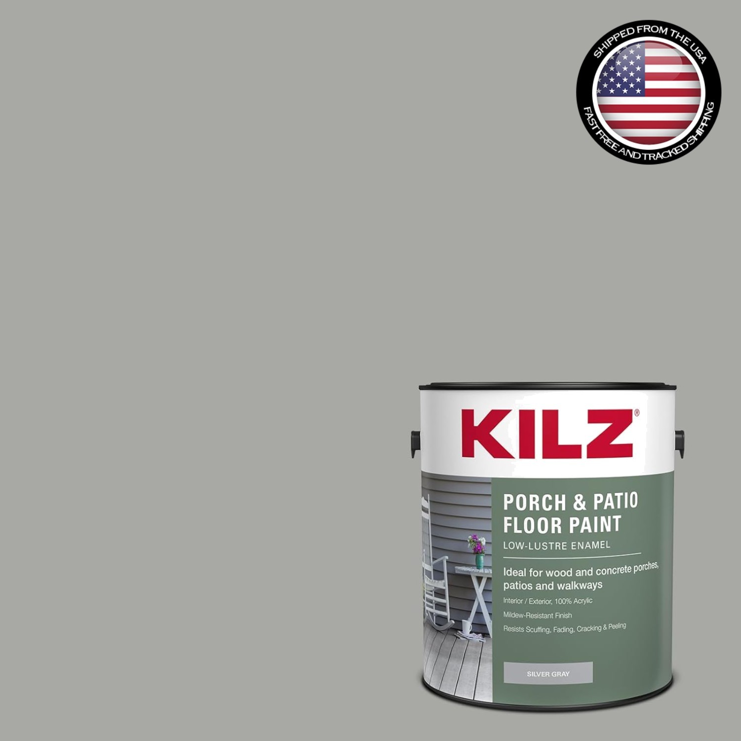 Porch and Patio Latex Floor Paint 1 Gallon Silver Gray Acrylic Moisture Resis…