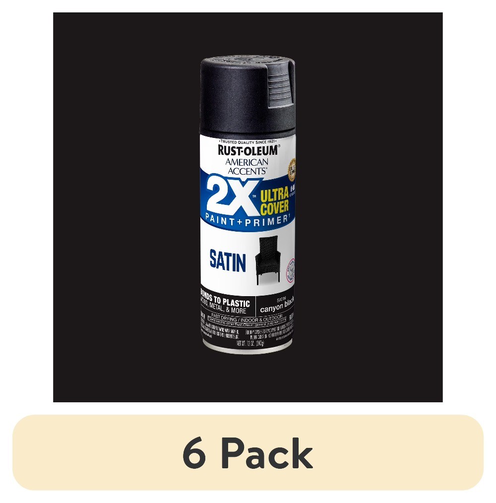 Rust-Oleum American Accents 2X Satin Spray Paint, Canyon Black, 12 oz, 6 Pack​