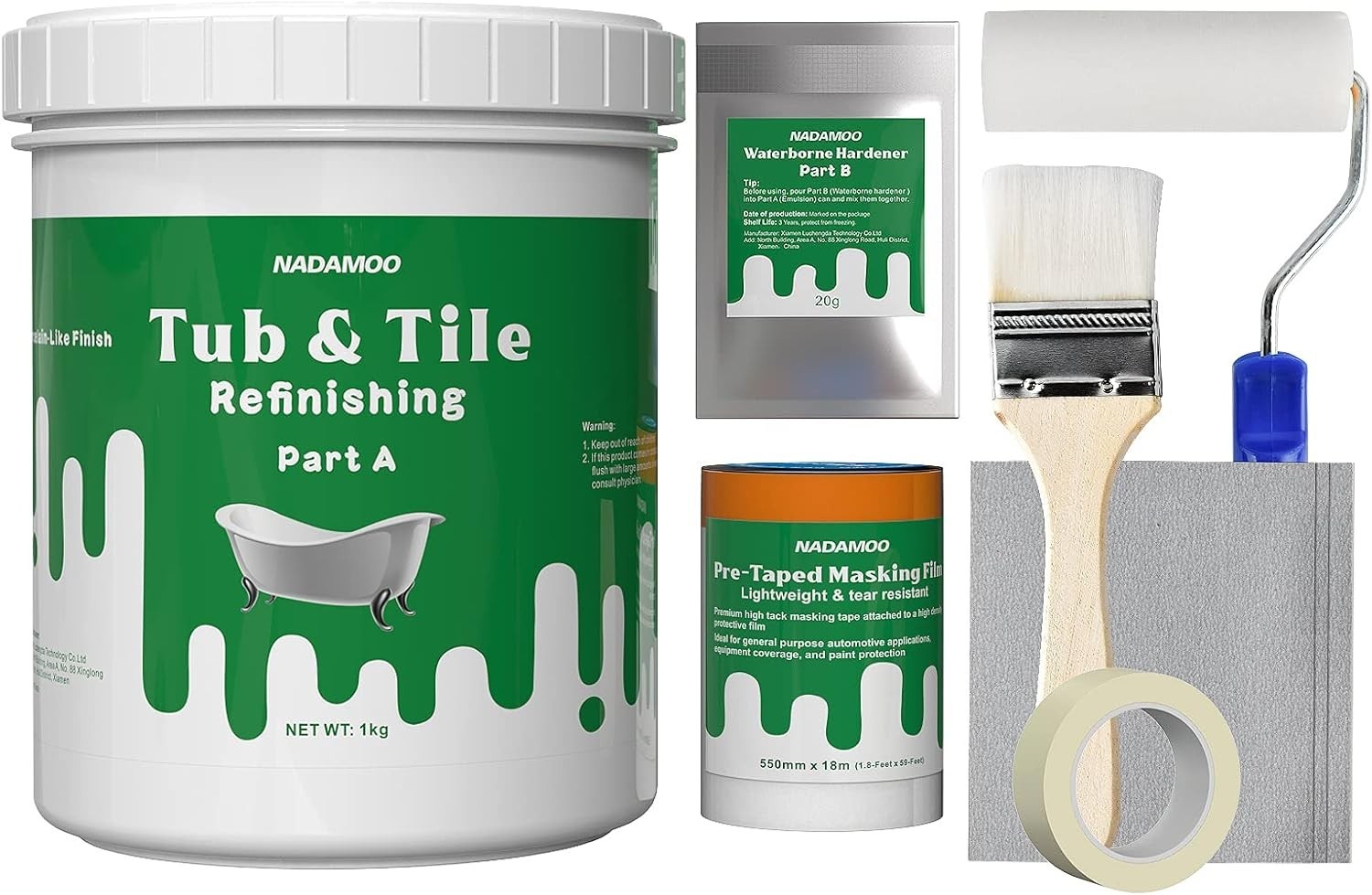 Renew Bathtub Sink Tile with 1kg White Refinishing Kit and Accessories