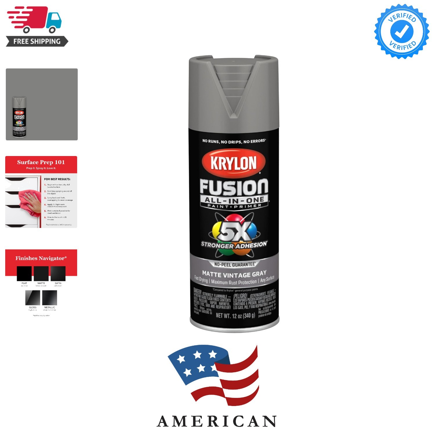 Fusion All-In-One 12 Oz. Matte Spray Paint, Vintage Gray – 1 Each