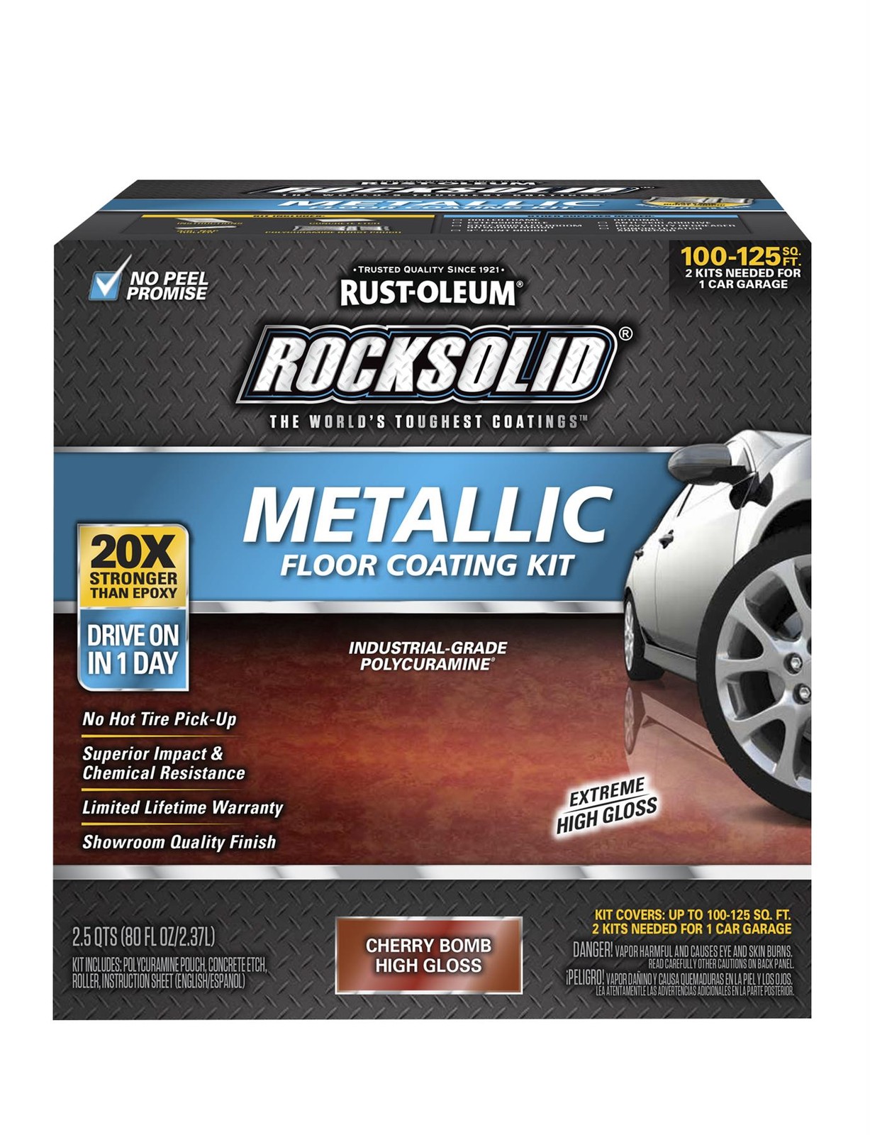 RockSolid Metallic Floor Coating Kit, Cherry Bomb, High Gloss, 80 Oz – 286896
