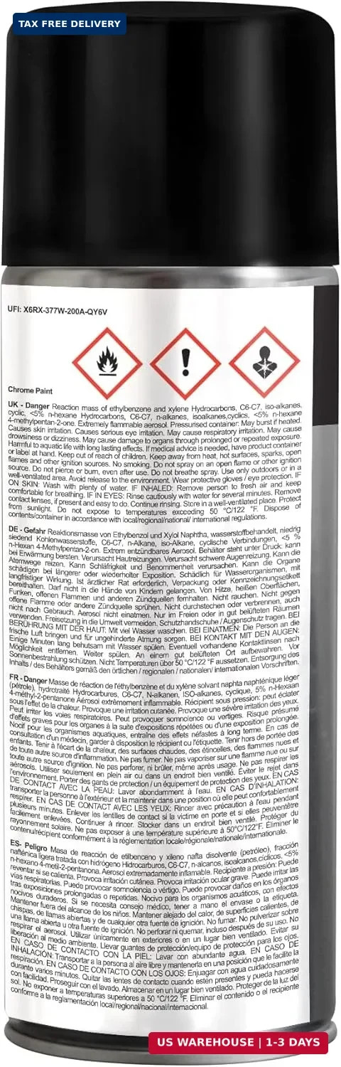 JENOLITE Chrome Spray Paint – Smooth Chrome Finish – Multi Surface Paint for Met