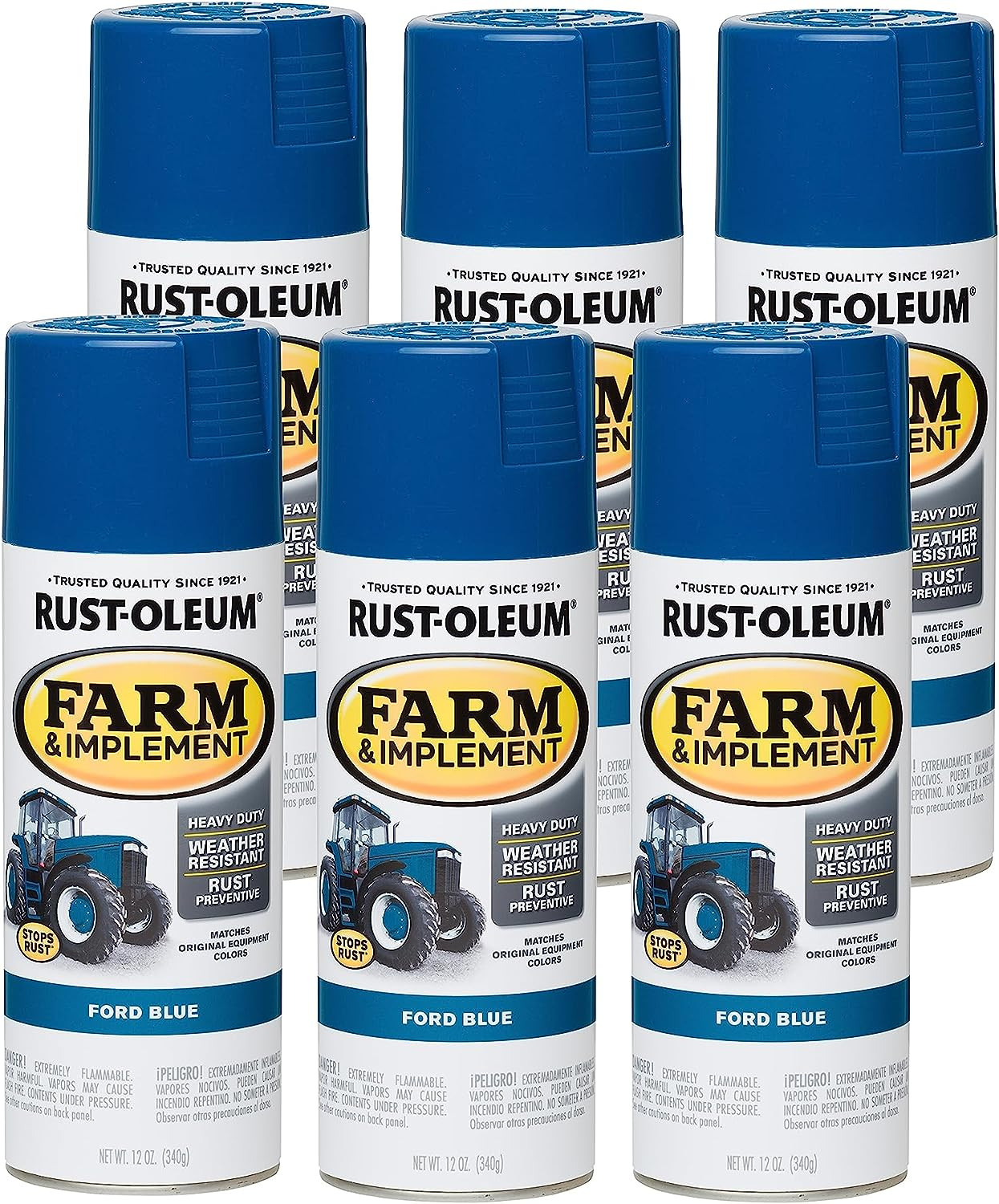 280131-6PK Farm & Implement Spray Paint, 12 Oz, Ford Blue, 6 Pack NO P.R HI