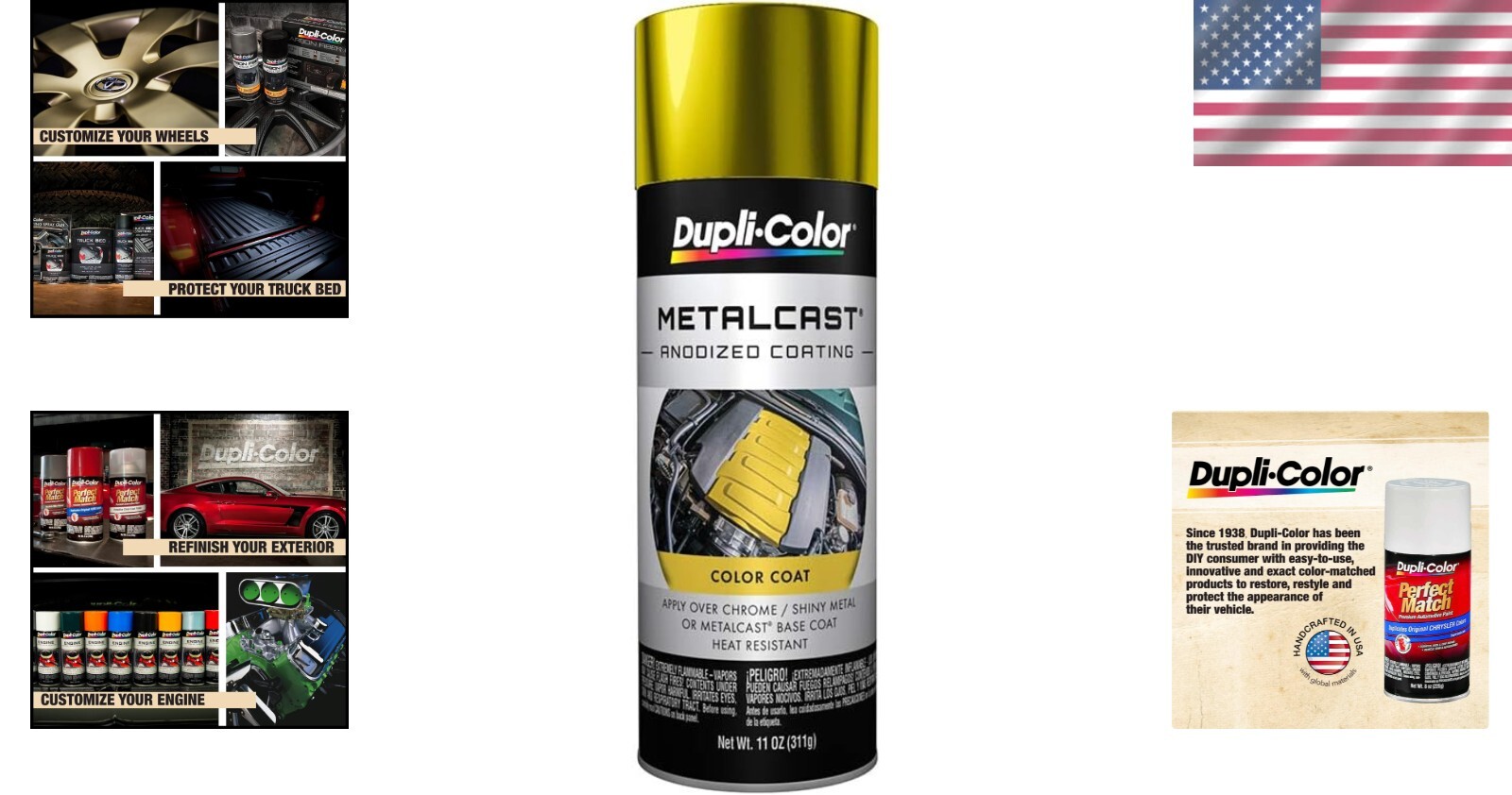 High Heat Resistant Yellow Anodized Automotive Paint, 11 Oz for Chrome & Metal