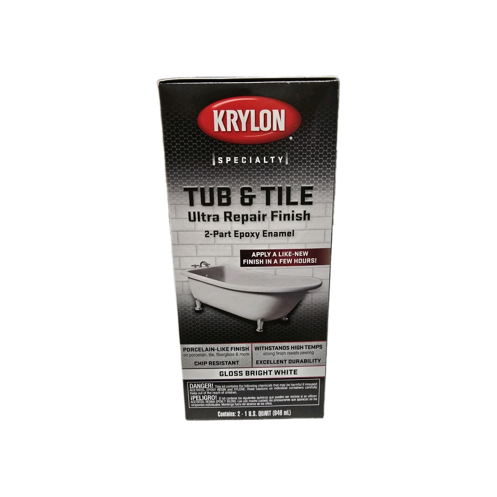 Krylon Tub & Tile Ultra Repair Finish 2-Part Epoxy Enamel Kit White Bathtub Sink