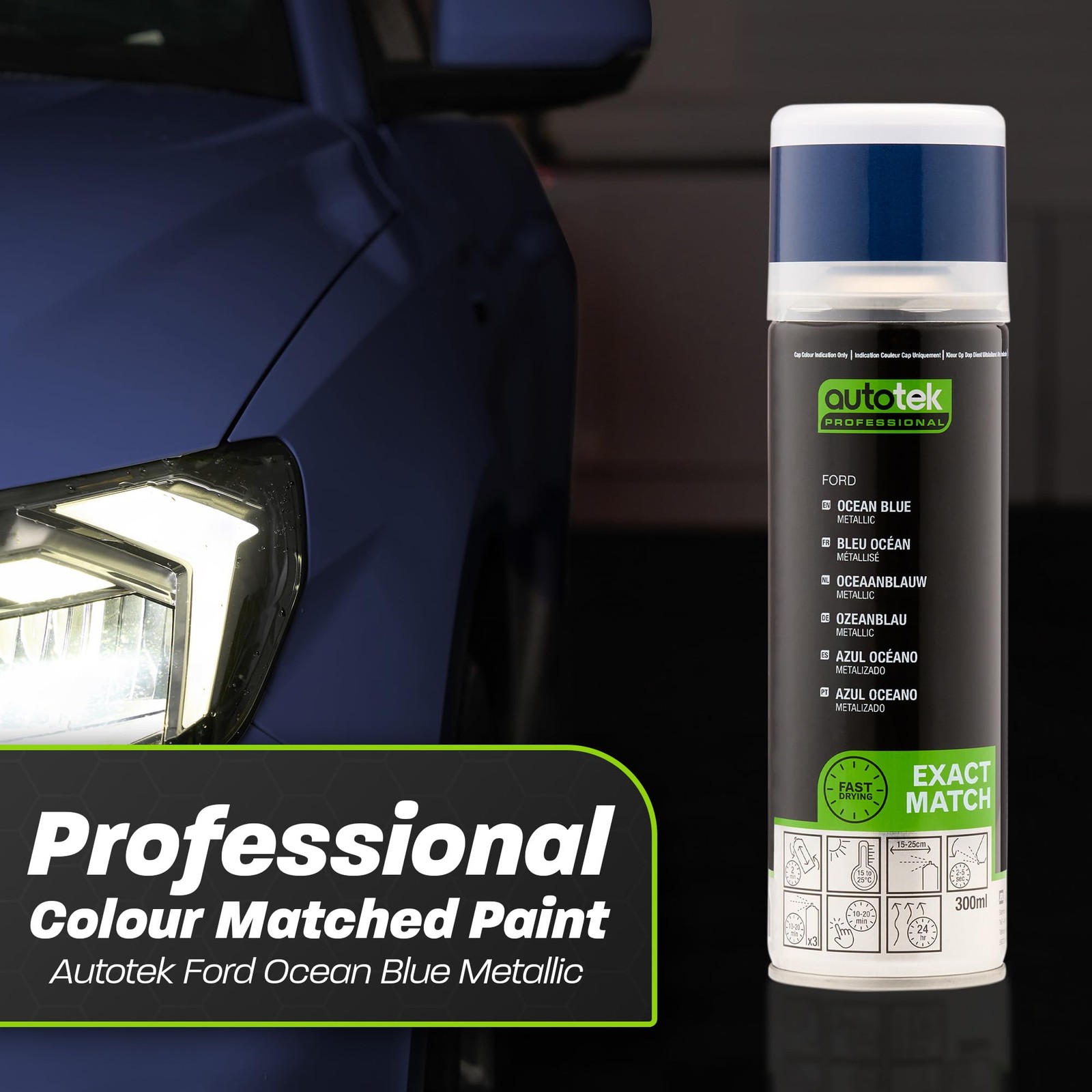Professional Exact Match Car Spray Paint, Ford Ocean Blue Metallic Aerosol Sp…