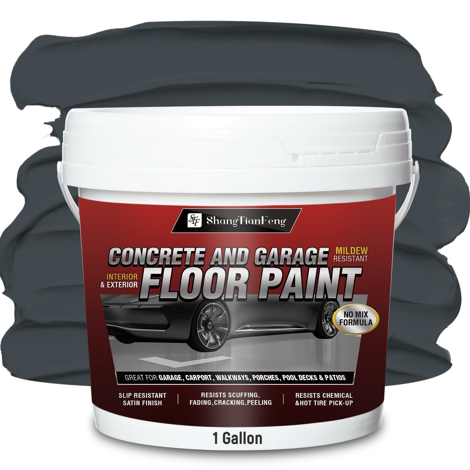 Acrylic Concrete Floor Paint Kit – Dark Gray 1 Gallon, Scratch & Dirt Resistant