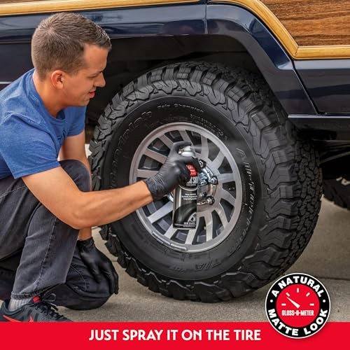 Black Satin Tire Coating, Provides a Low-Gloss, Satin Finish, Non-Greasy, 15oz