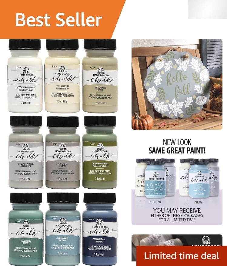 Ultra-Matte Acrylic Chalk Paint Set – 9 x 2 oz Bottles for Rustic Home Décor