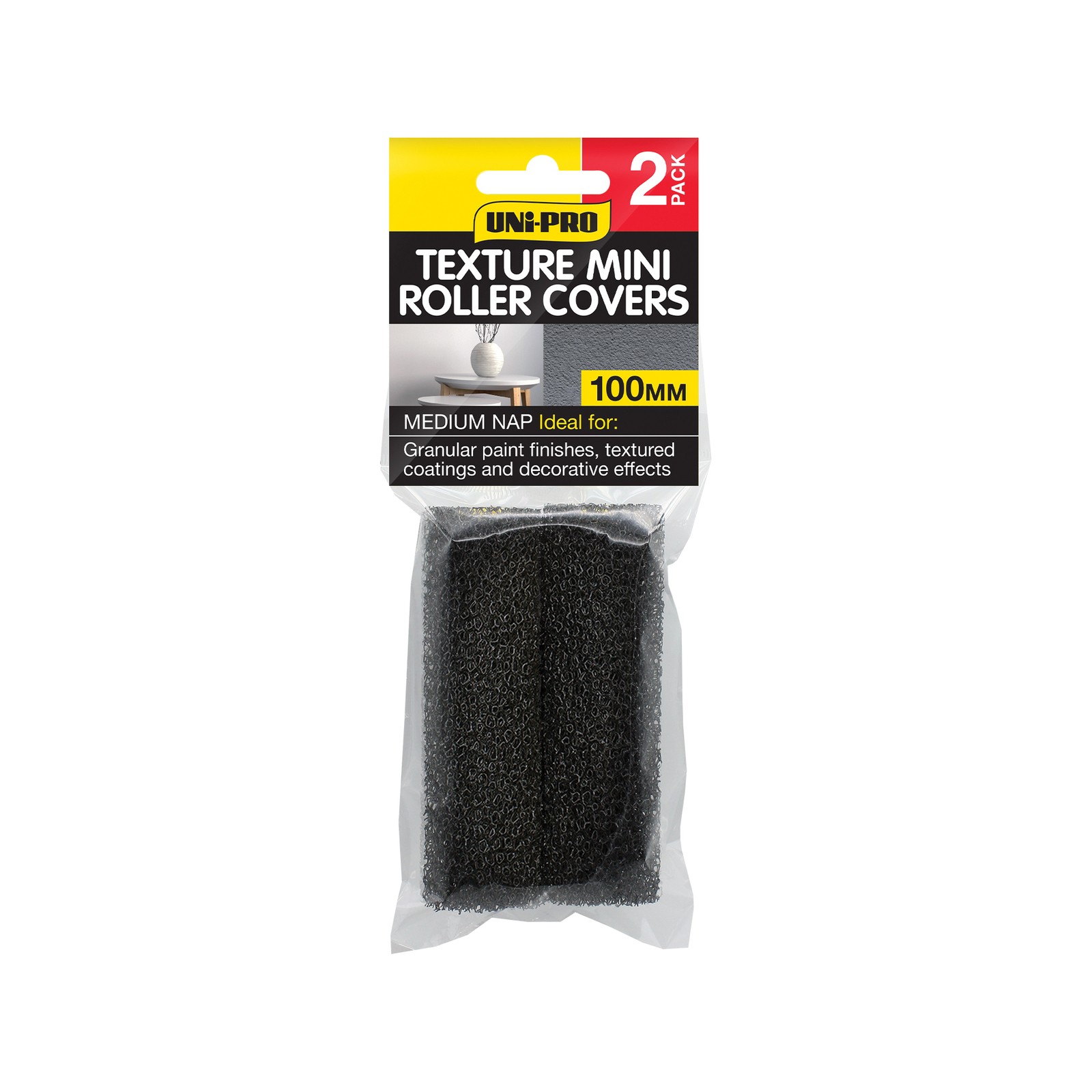 UNi-PRO 100mm Texture Mini Roller Covers – 2 Pack