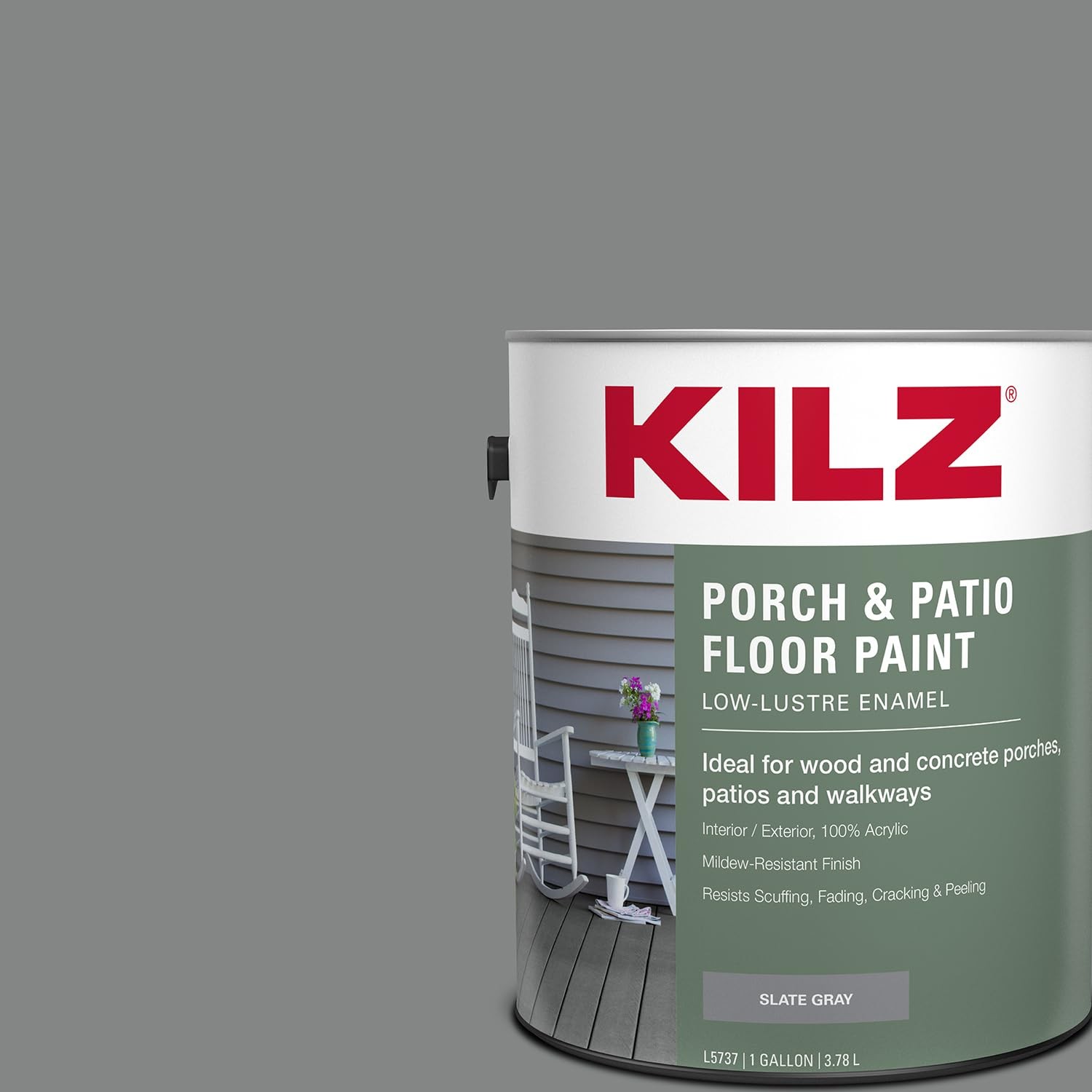 Low-Lustre Enamel Porch & Patio Latex Floor Paint, Slate Gray, 1 Gallon