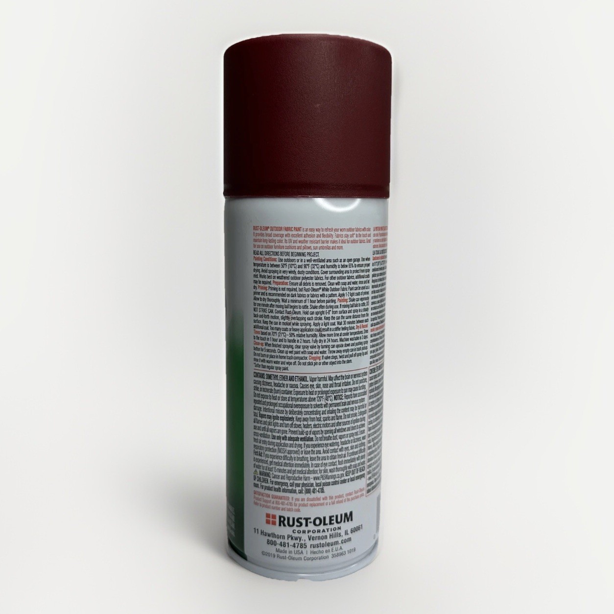 Rust-Oleum Outdoor Fabric Paint – UV Resistance – Dark Red LOT OF (2) 12 oz CANS