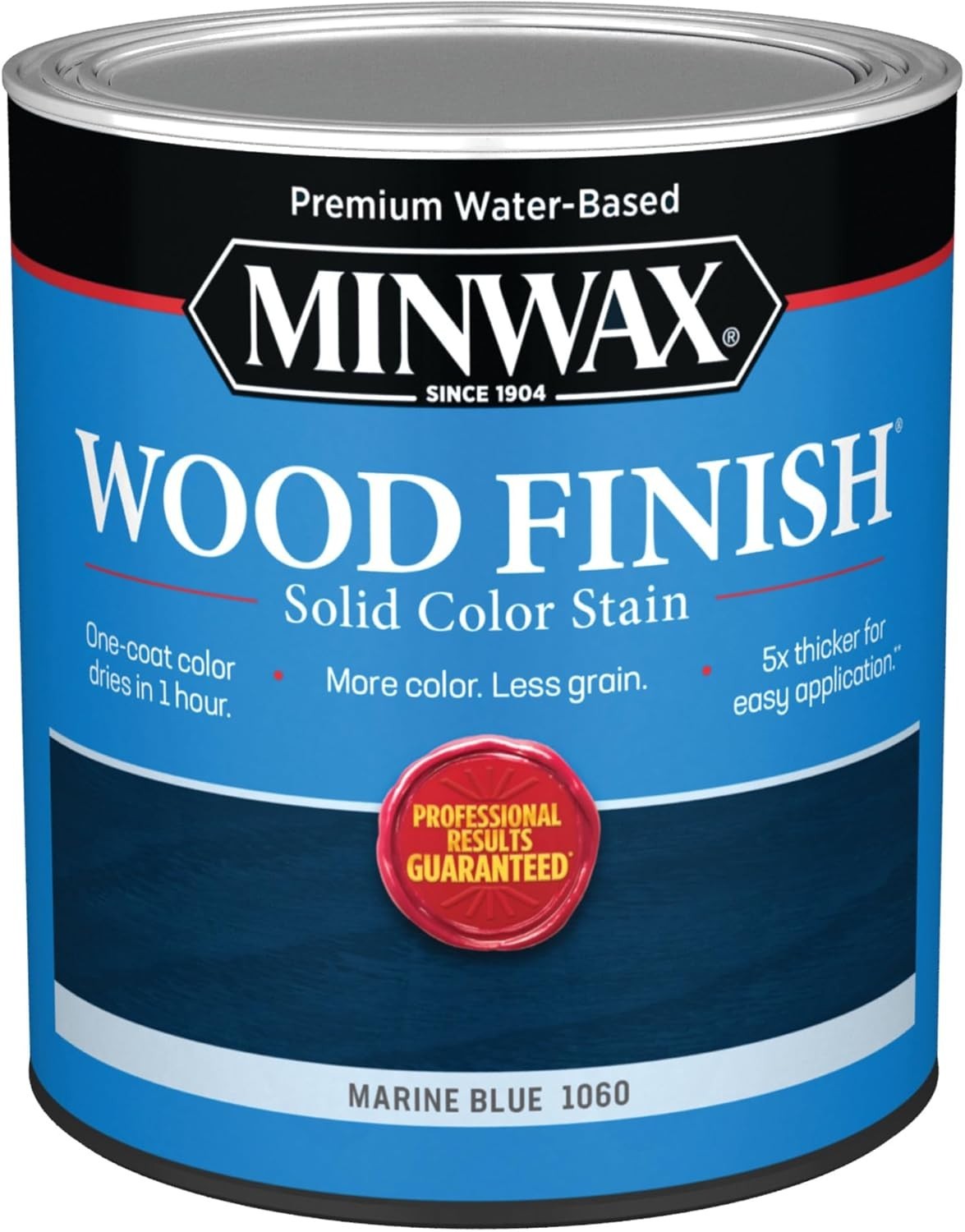 Wood Finish Water-Based Solid Color Stain, Marine Blue, 1 Quart