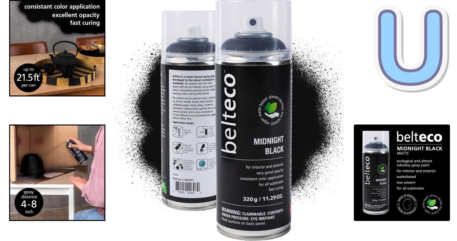 Weather & UV Resistant Black Matte Spray Paint – Fast Drying, 11.29 Oz Can
