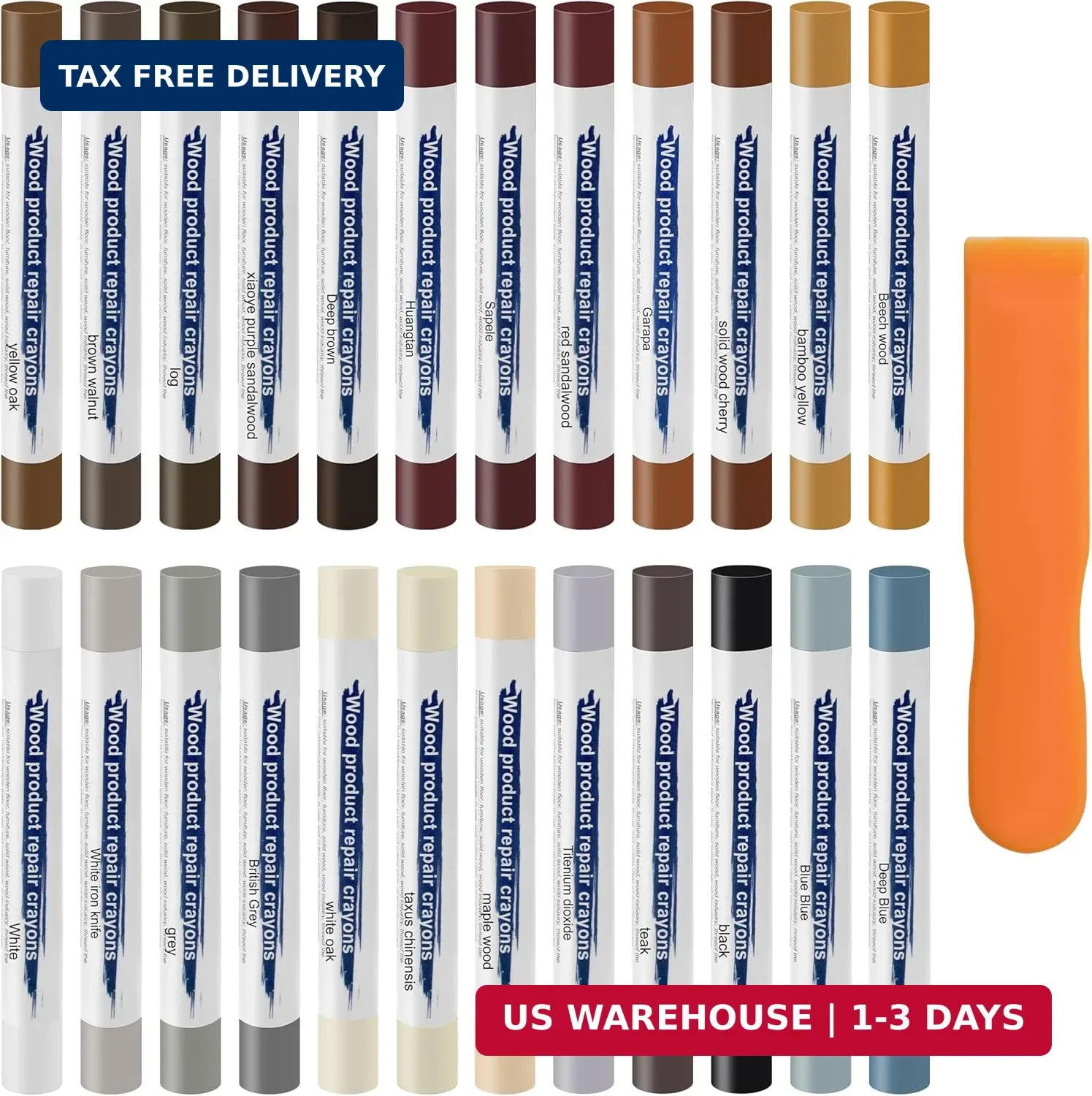 24PCS Furniture Repair Kit, Colorful Wood Filler Stick Floor Scratch Kits, Woode
