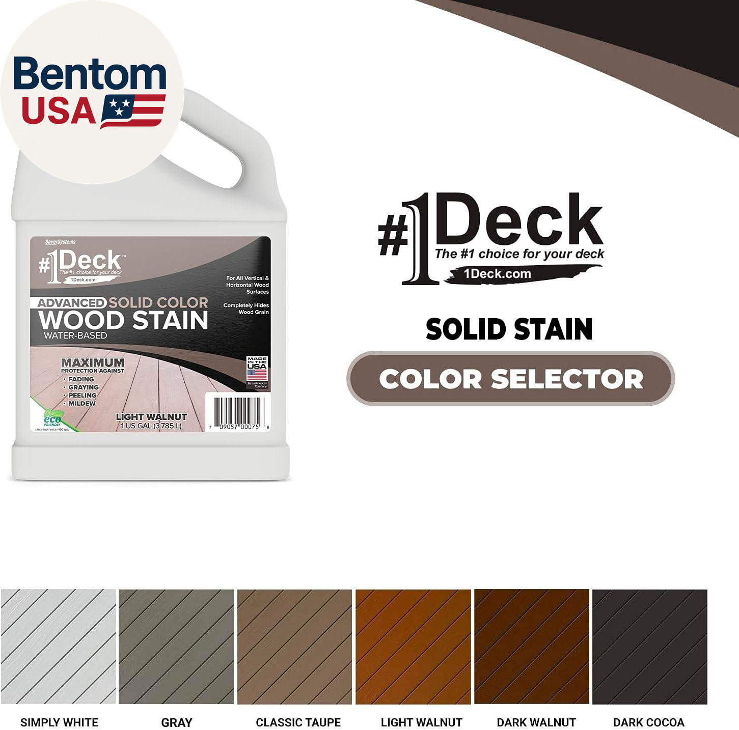 #1 Deck Premium Advanced Solid Color Outdoor Wood Stain and Sealer in One – Wate