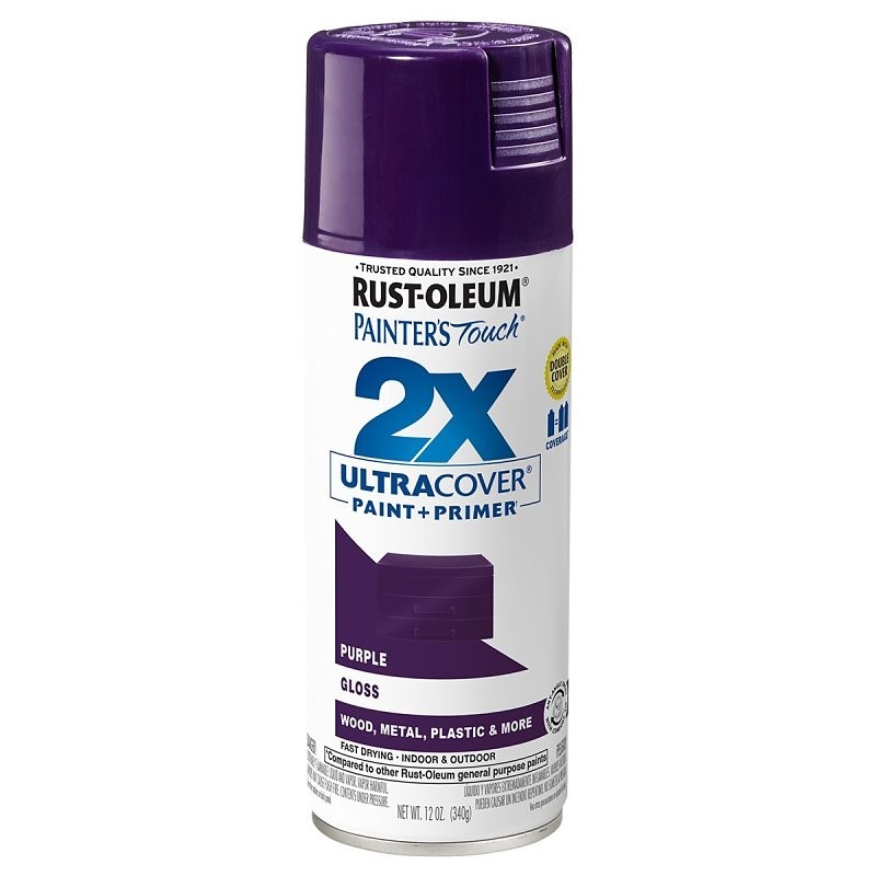 Rust-Oleum Painter’s Touch 2X Ultra Cover 334042 Spray Paint, Gloss, Purple, 12