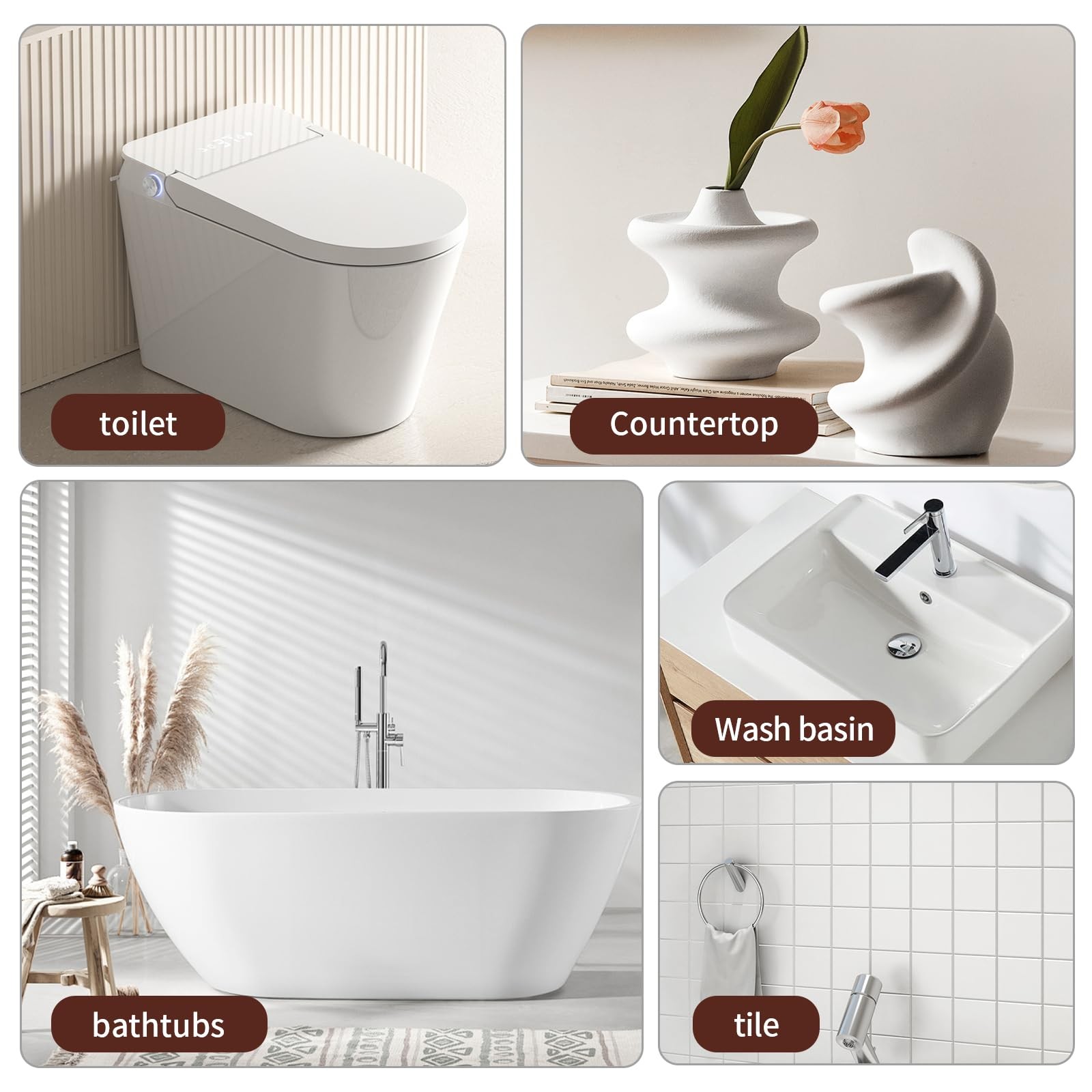 Tile Paint 6Pack, White Tub and Tile Refinishing Spray Paint Waterproof White…