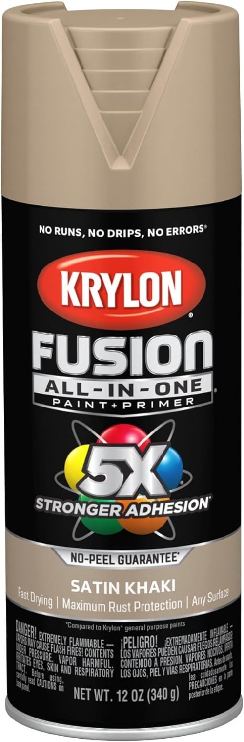 Fusion All-In-One Adhesive Spray Paint – 12 oz Khaki, Fast-Drying for Durability