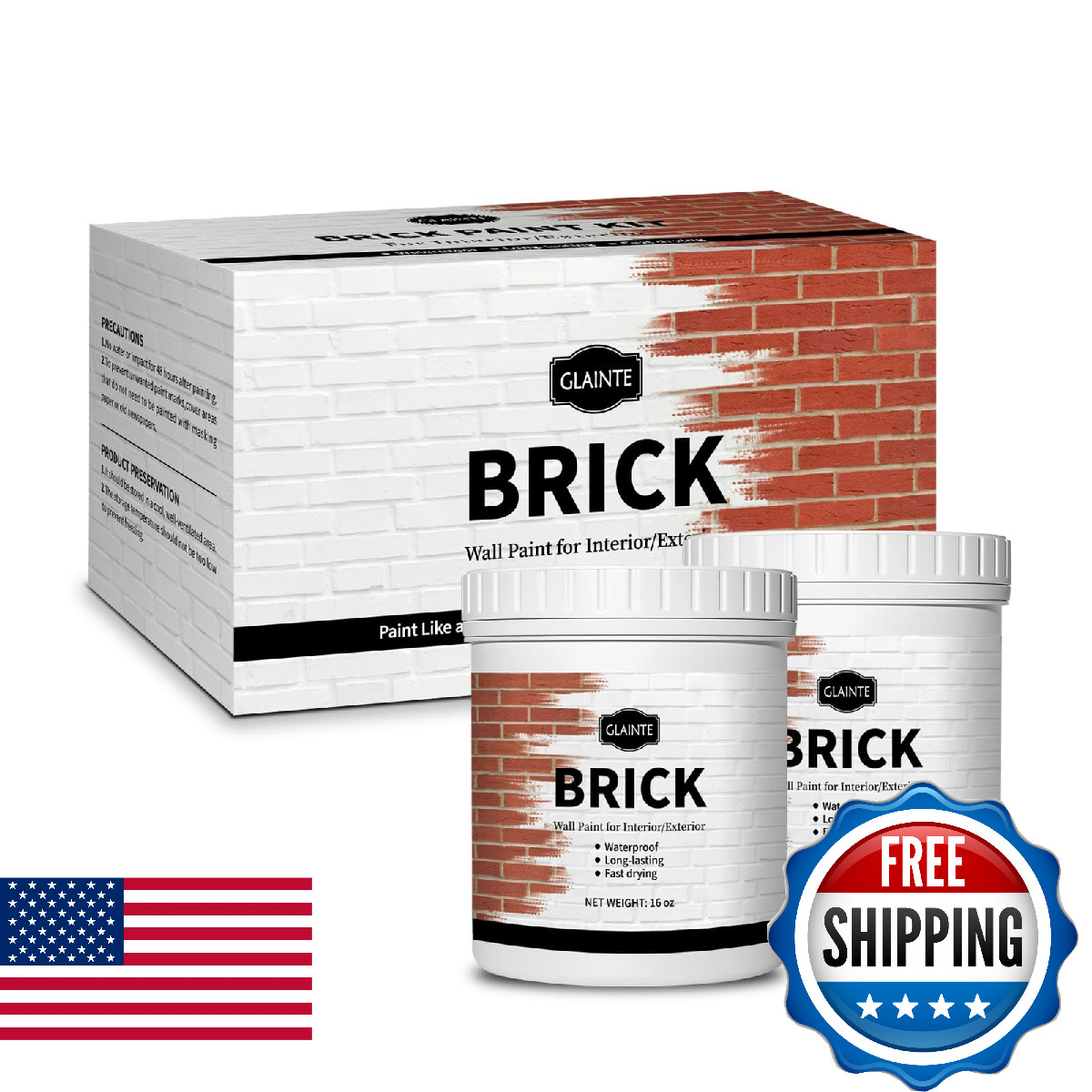 GLAINTE Brick Transformation Paint for Brick, Fireplaces, Walls, and Concrete, I