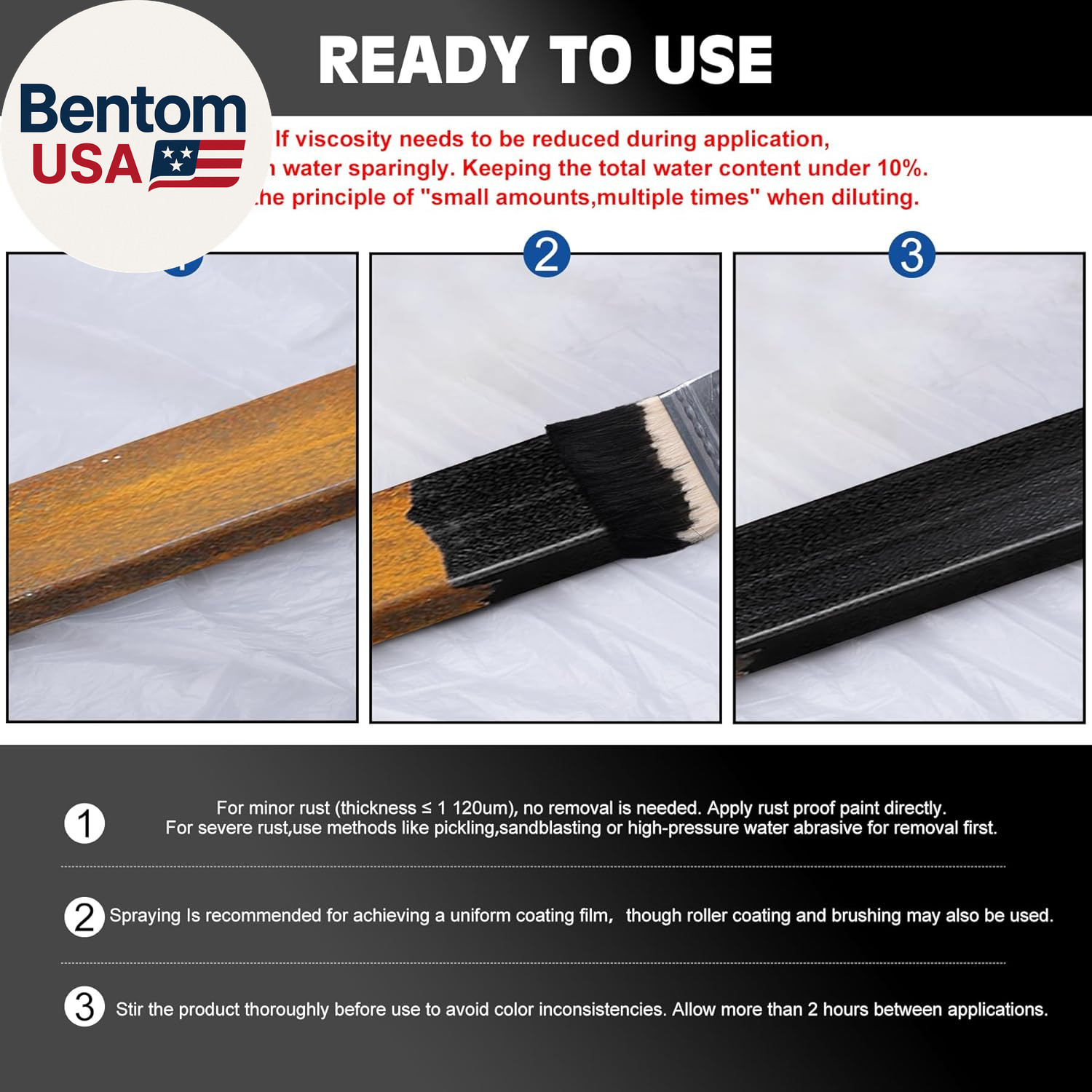 2 in 1 Rust Converter & Metal Primer – 64Oz Black Rust Reformer Paint for Metal,