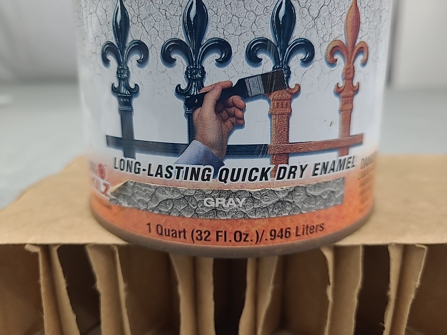 1x Hammerite Rust Cap GRAY Hammered Finish Metal Paint & Primer 1 Quart Can