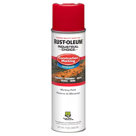 Rust-Oleum 264696 Construction Marking Paint, 17 Oz., Safety Red, Water -Based