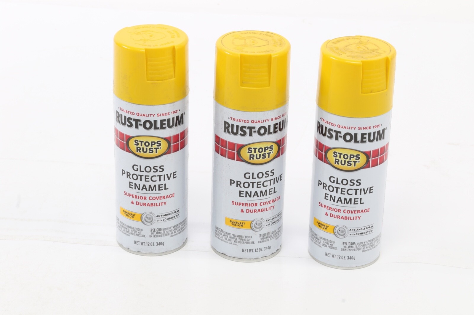 3 Rust-Oleum Stops Rust 12 Oz Sunburst Yellow Anti-Rust Spray Paint 7747-830
