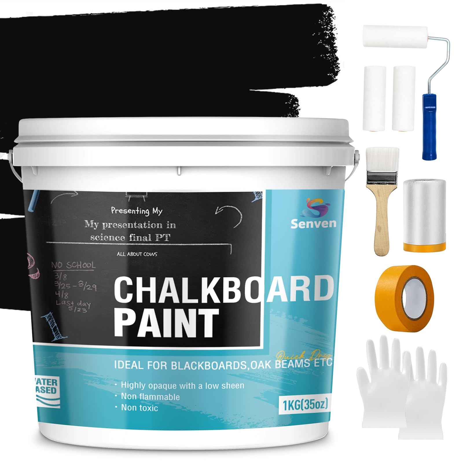 Senven Chalkboard Paint Black Chalk Board Paint For Wood Metal Glass Wall