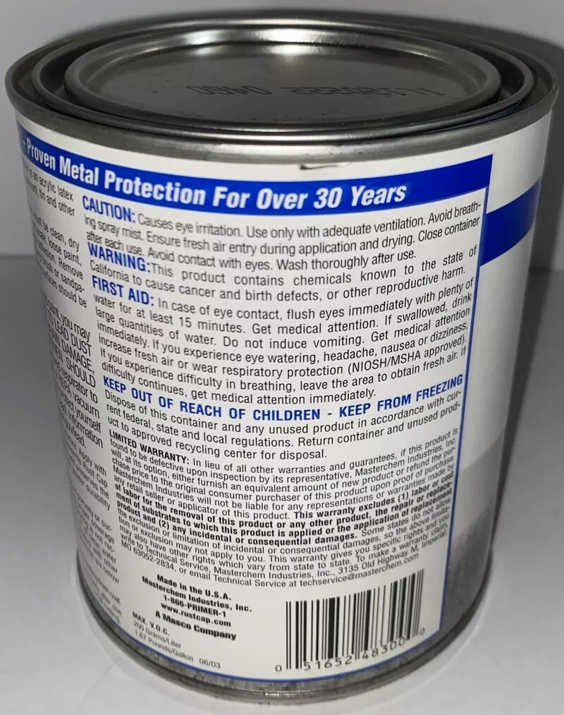 Hammerite Rust Cap Primer GRAY 1 Quart Discontinued Hard To Find