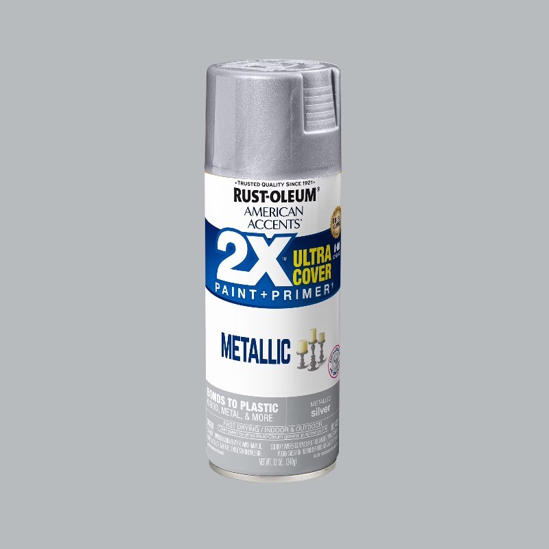 Silver, Rust-Oleum American Accents 2X Ultra Cover Metallic Spray Paint, 12 oz