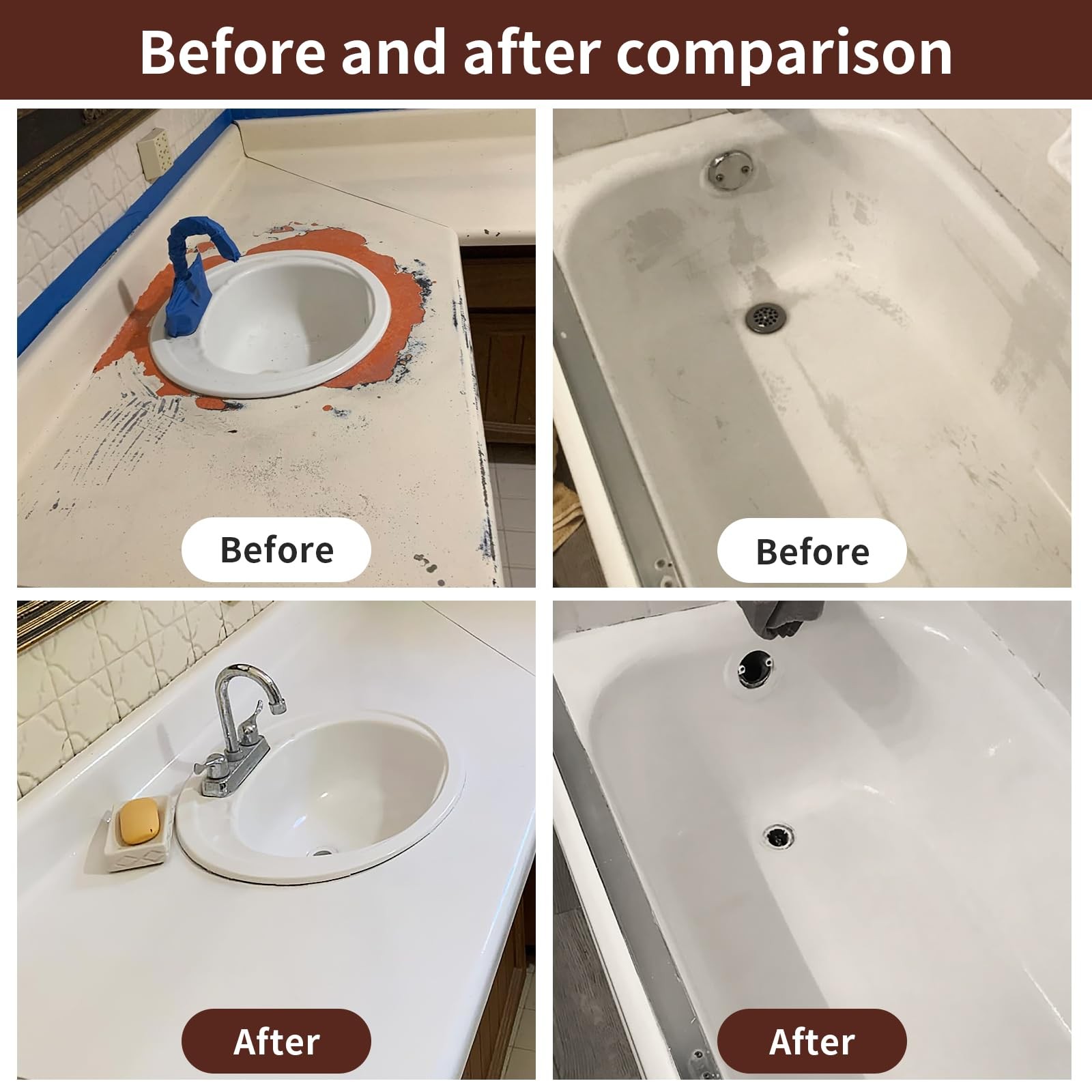 Tile Paint 6Pack, White Tub and Tile Refinishing Spray Paint Waterproof White…