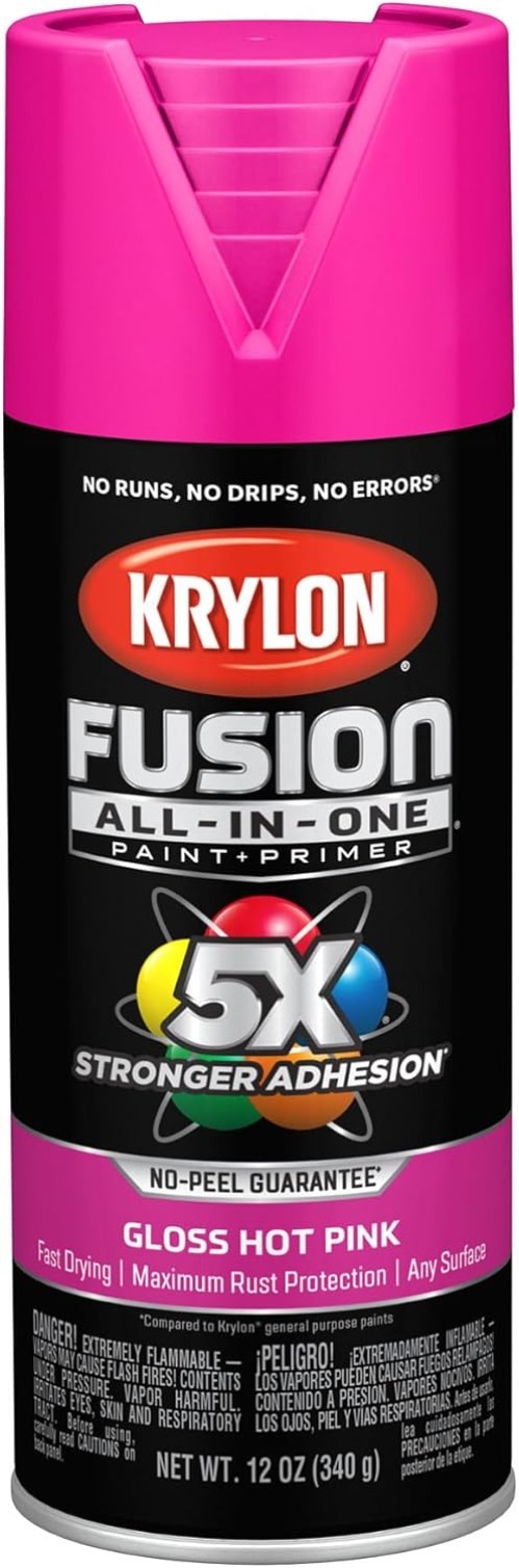 Fusion All-In-One Adhesive Spray Paint 12 oz – Gloss Hot Pink, Indoor/Outdoor