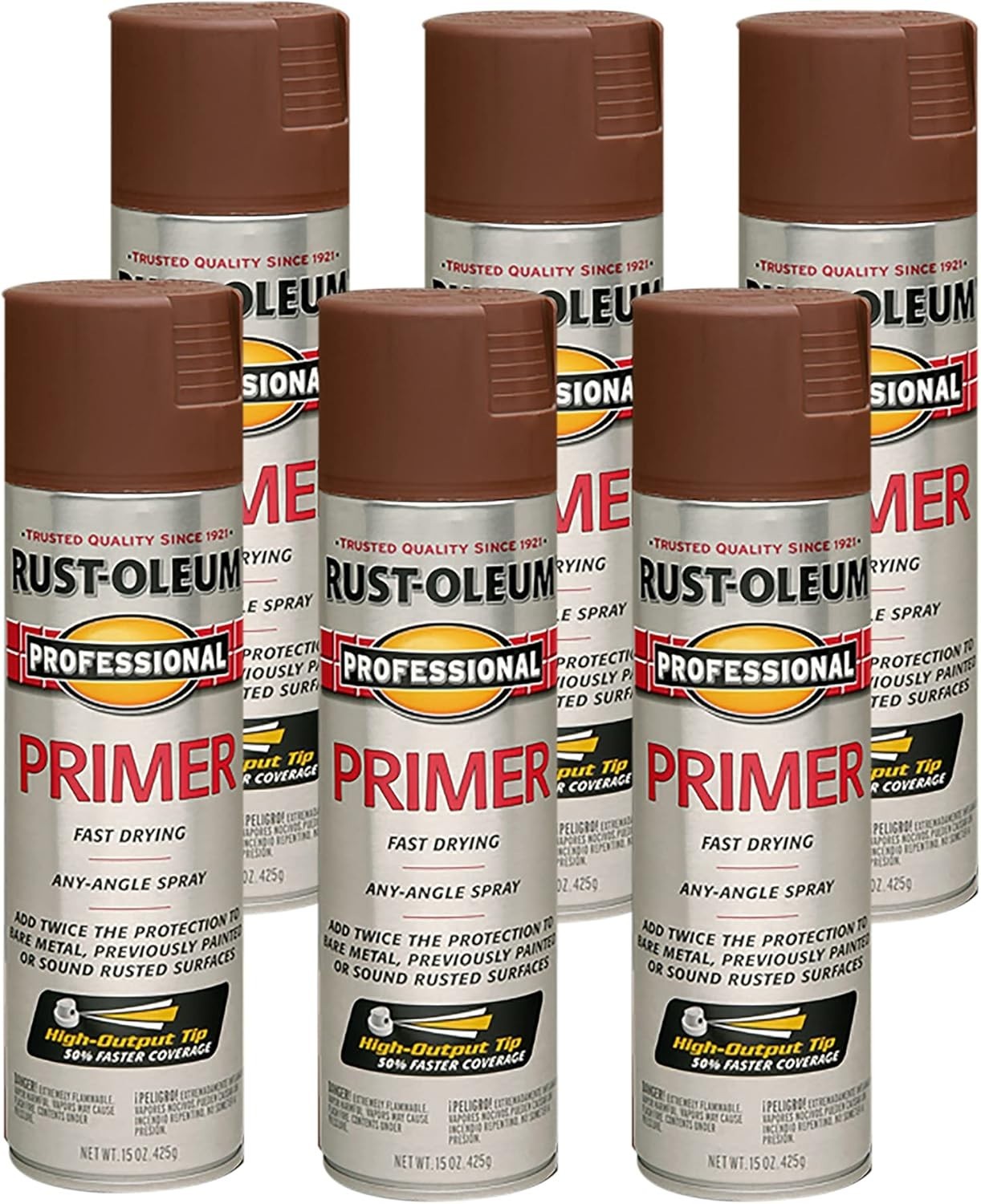 Professional Primer Spray, Flat Red, 15oz, 6 Pack, Automotive/General Use