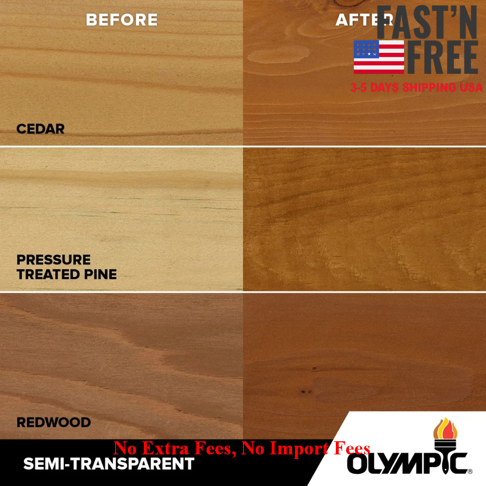 Olympic Wood Protector Cedar Semi-Transparent Exterior Stain & Sealer, 1 Gallon