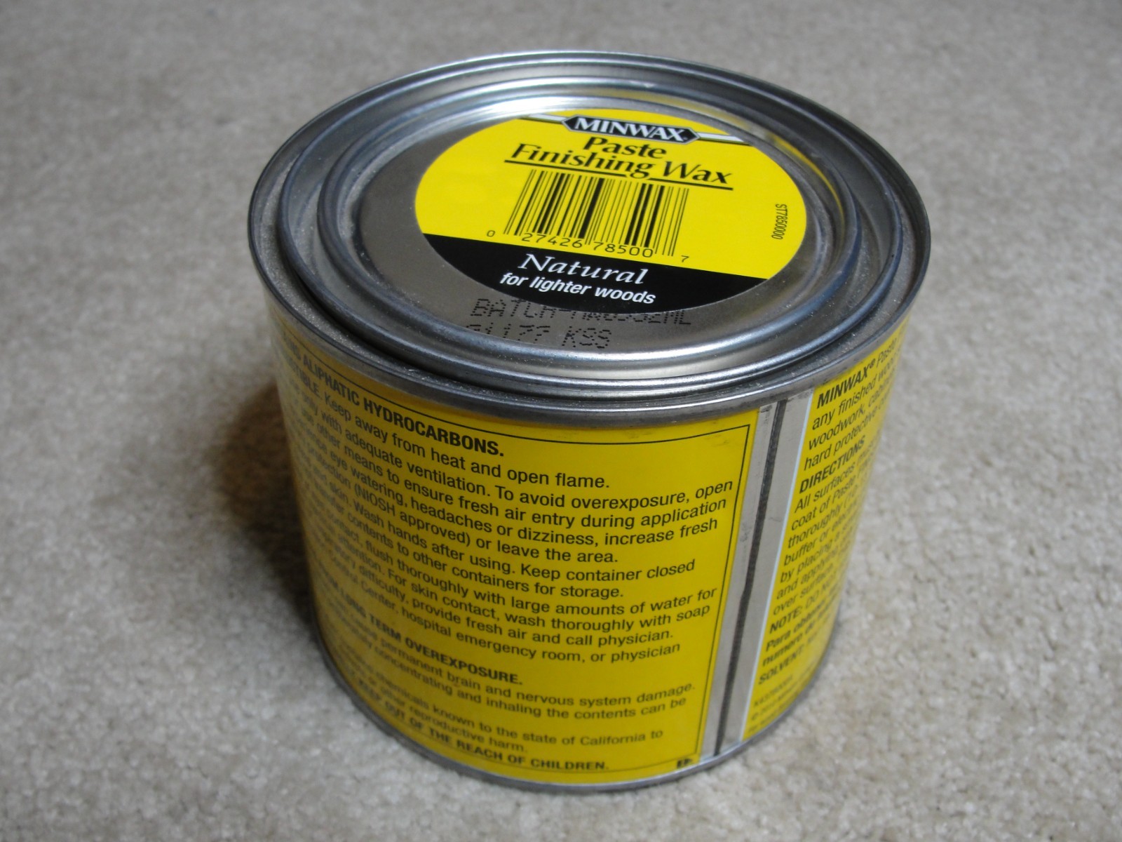 Minwax Paste Finishing Wax Natural Protects / Polishes 1lb can 2010 date