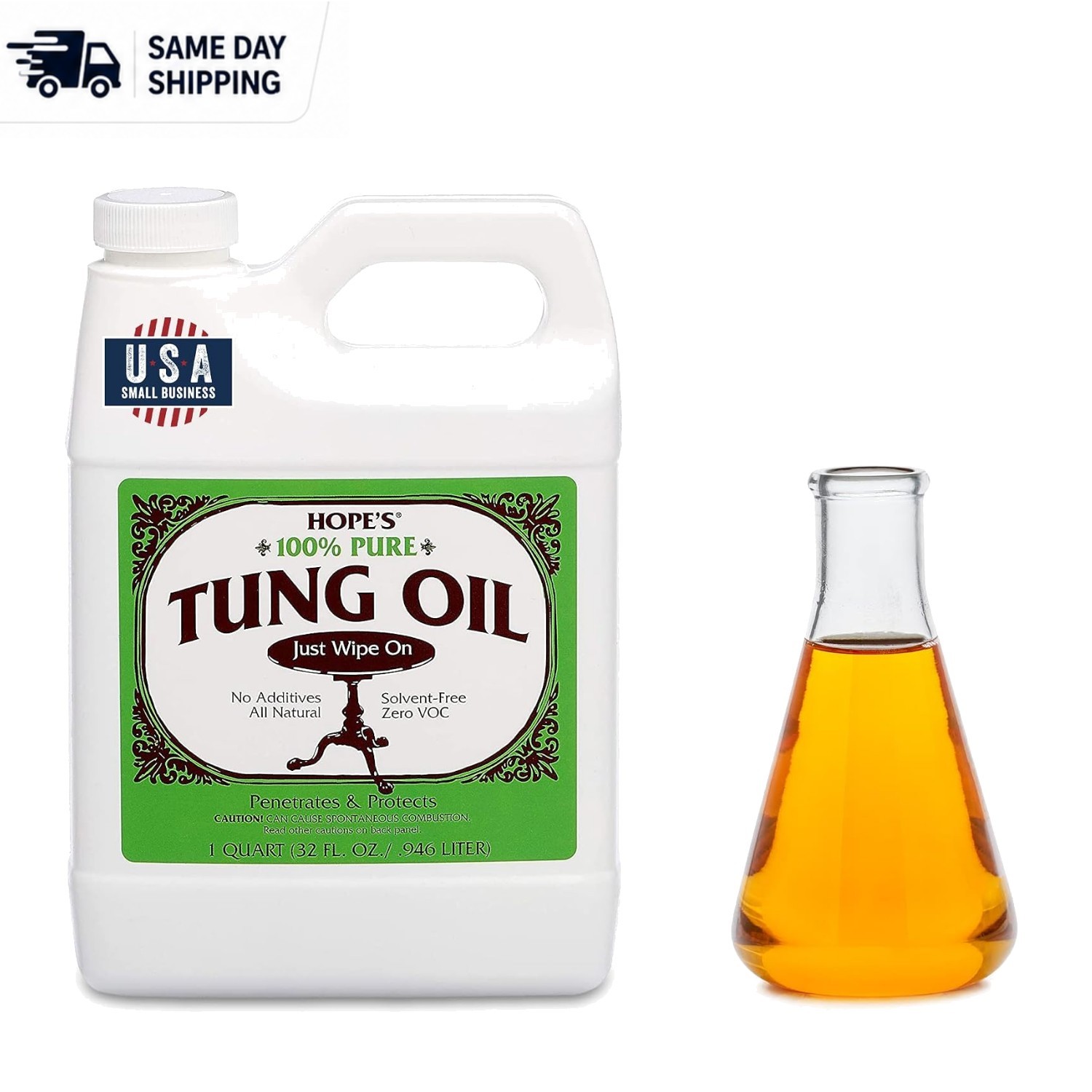 Versatile Pure Tung Oil Finish – Food Safe & Moisture Resistant, 32 Fl Oz