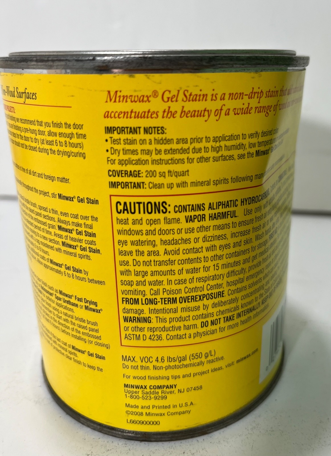 Discontinued Minwax Interior Wood Gel Stain RED ELM 609 – 1 Qt – Dented – NEW