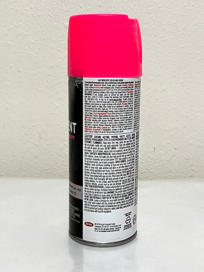 Krylon Fluorescent ~ Cerise ~ Spray Paint 11 oz Neon Pink High Visibility 3105