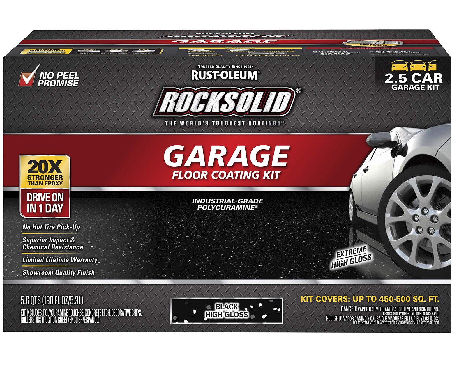 Rust-Oleum 318697 RockSolid Polycuramine Garage 128 Fl Oz (Pack of 1), Black