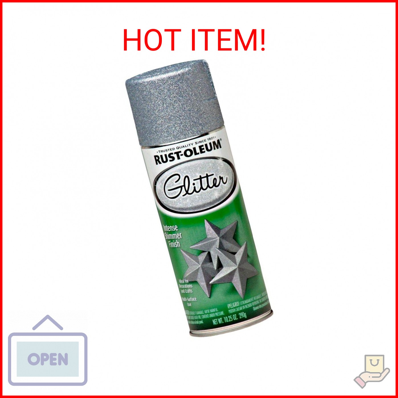 Rust-Oleum 267734 Specialty Glitter Spray, 10.25 Ounce (Pack of 1), Silver